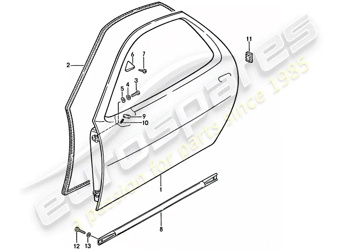 porsche 1994 (928) door shell parts diagram