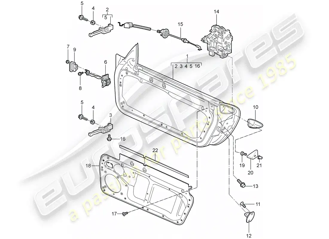 porsche 2008 (987 boxster) door shell parts diagram