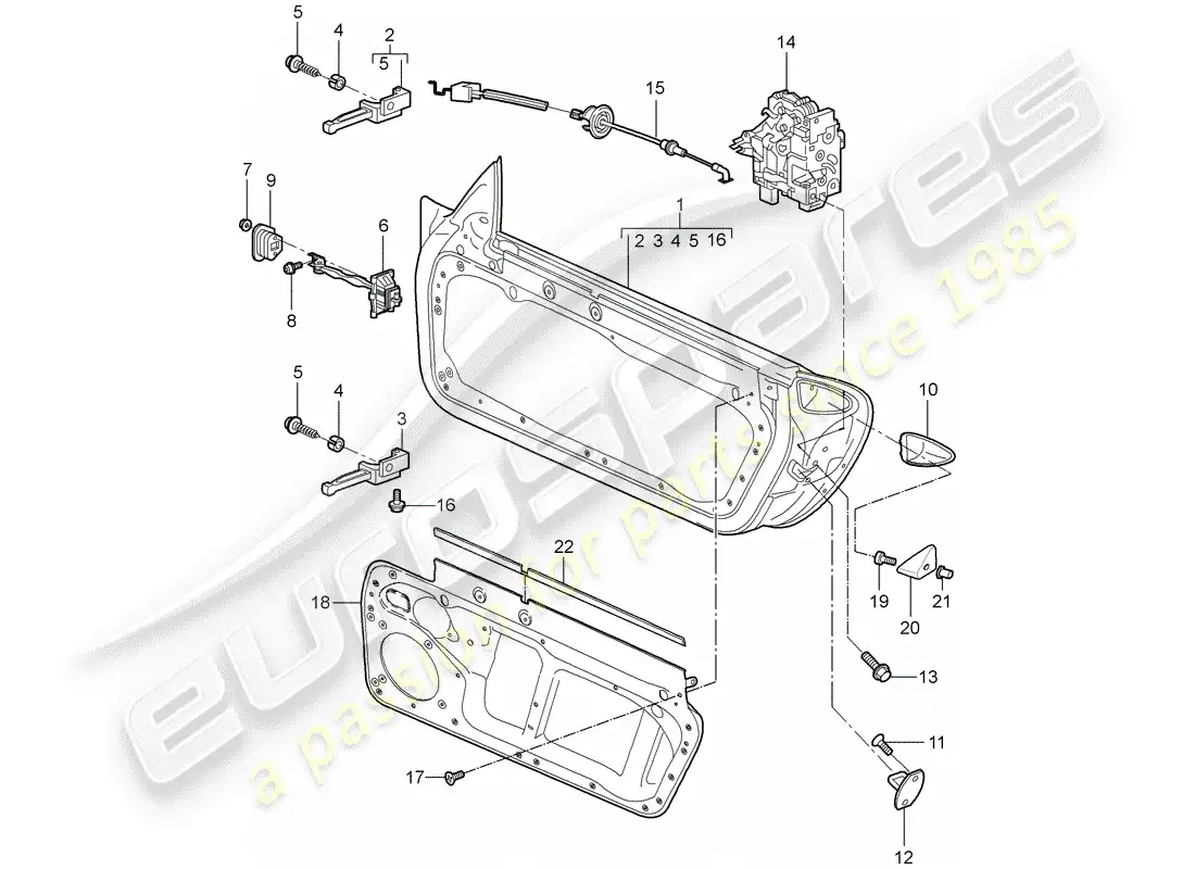 porsche 2009 997-2 turbo / gt2 door shell parts diagram
