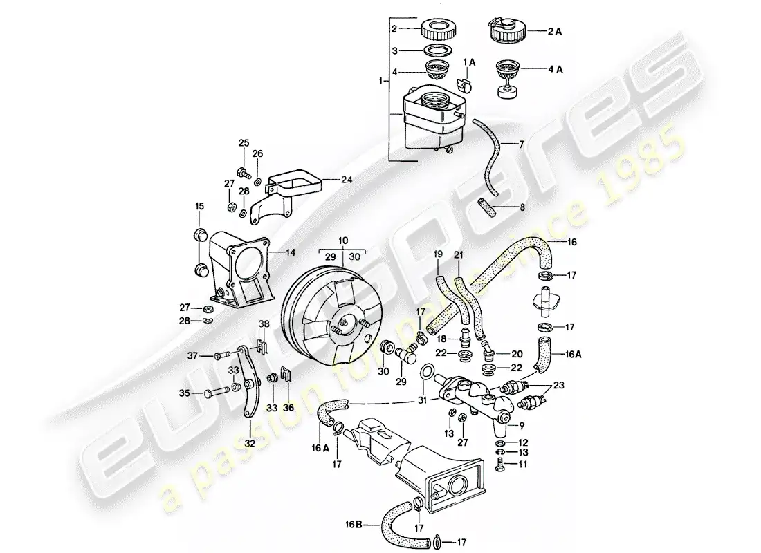 porsche 1982 (911) reservoir for - brake fluid parts diagram