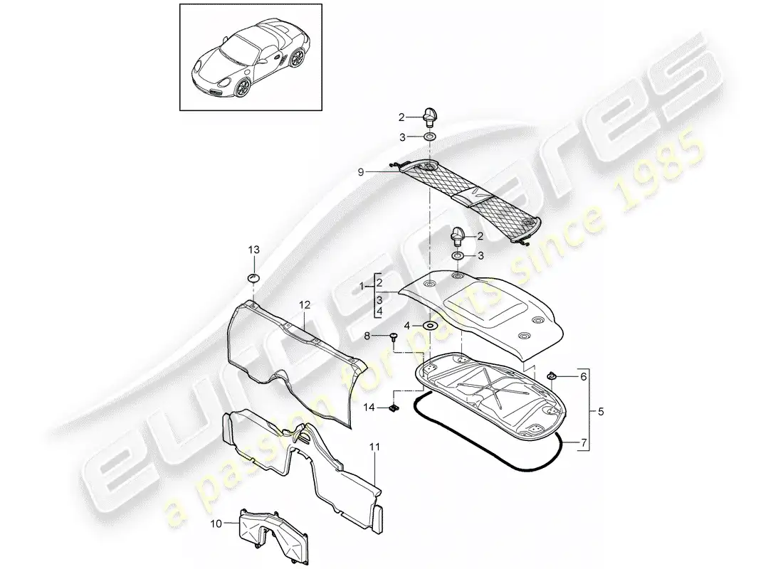 porsche 2009 (987 boxster) trims parts diagram