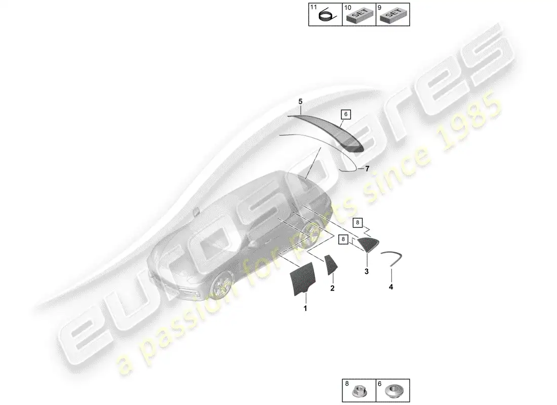 porsche 2017 (panamera 971-1) side window part diagram