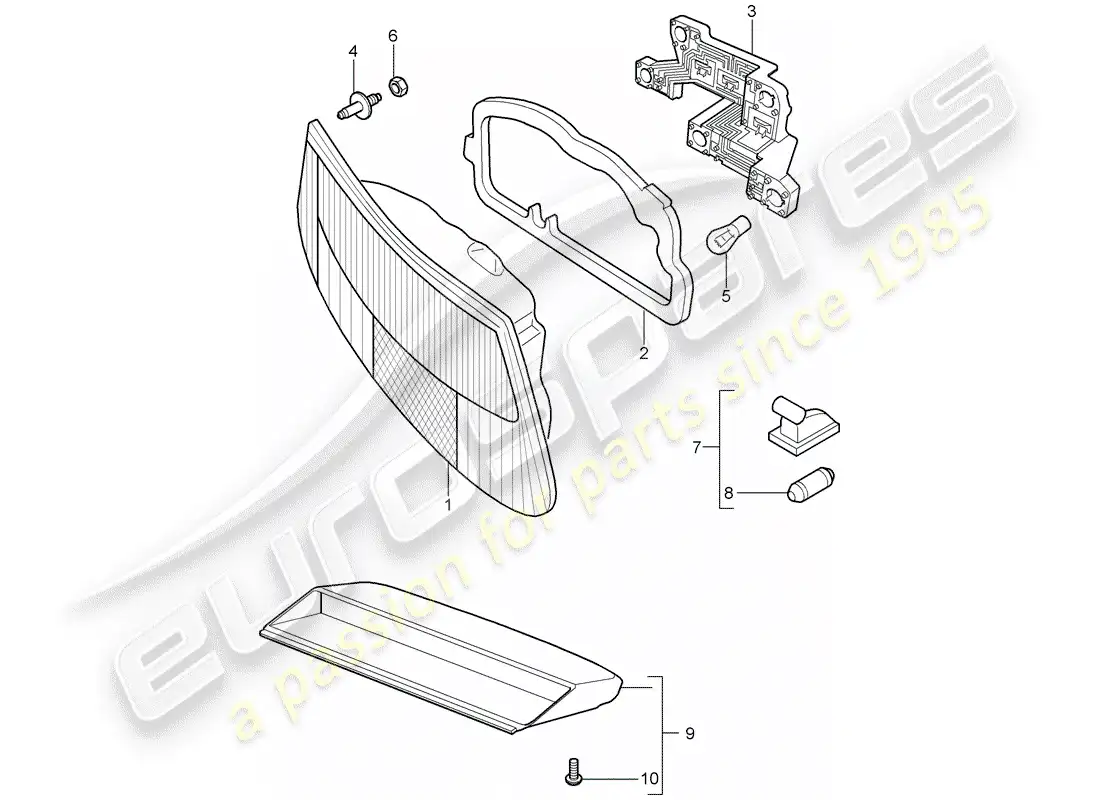 porsche 2007 (987 cayman) rear light parts diagram