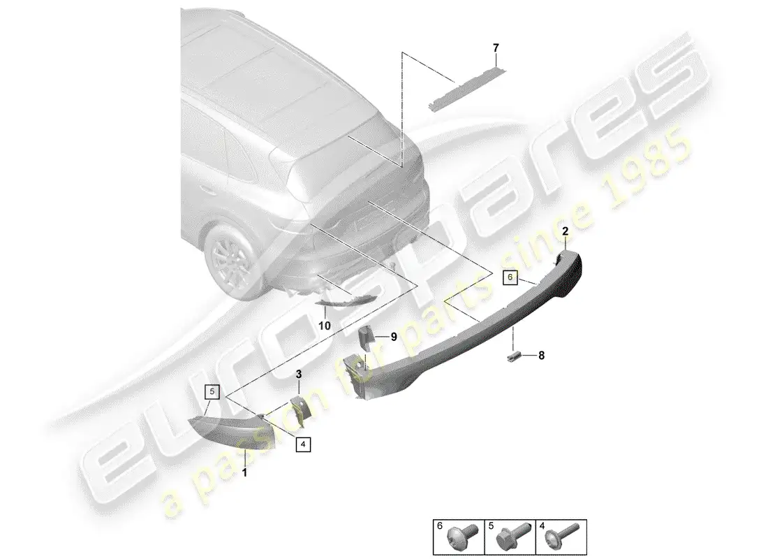 porsche 2020 (cayenne e3 9ya/9yb) rear light parts diagram