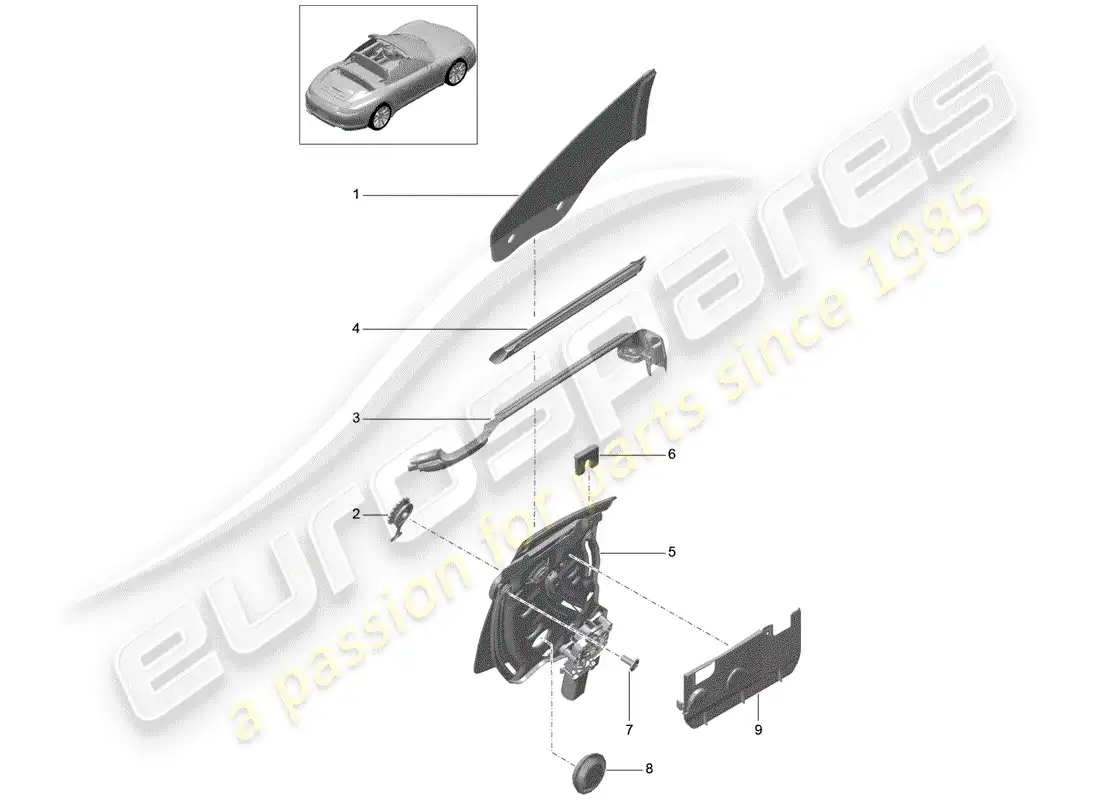 porsche 2016 (991-1) side window parts diagram