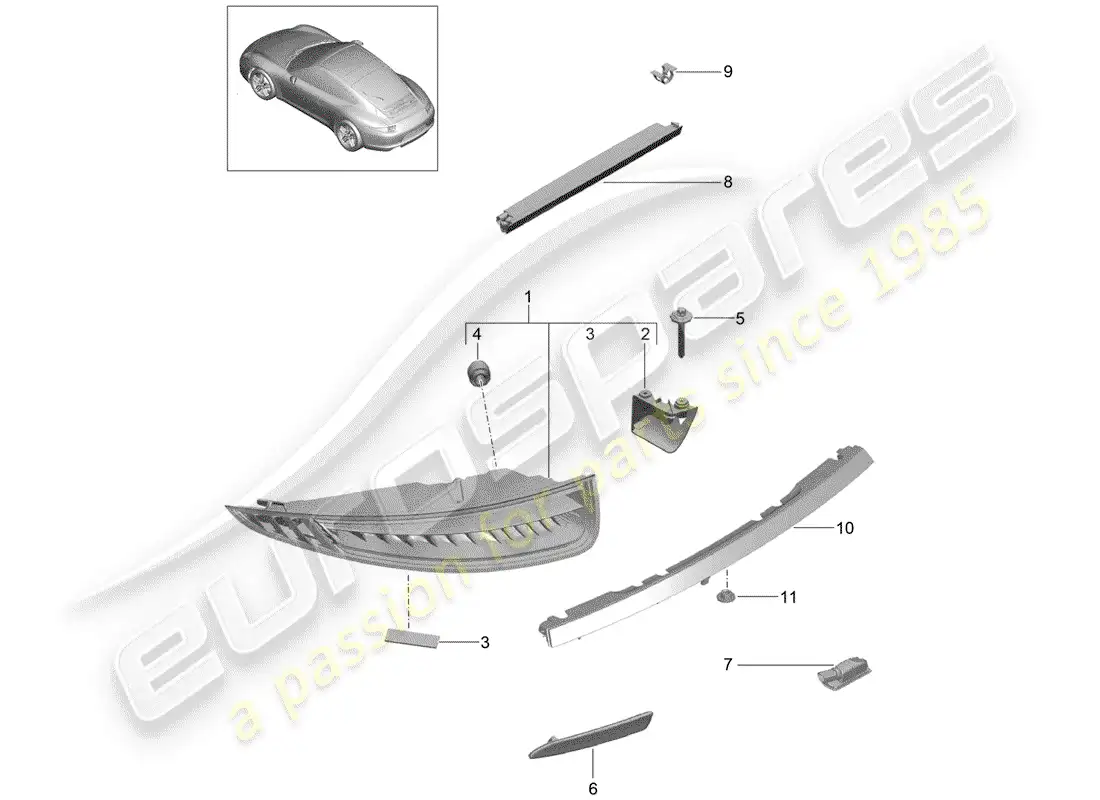 porsche 2015 (991-1) rear light parts diagram