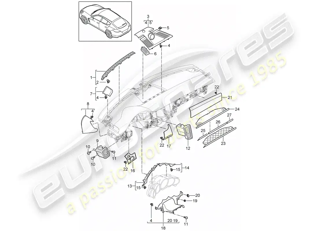 porsche 2016 (panamera 970) accessories parts diagram