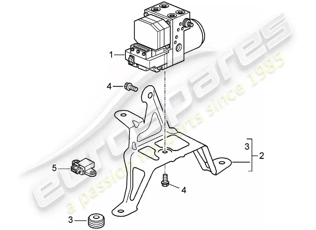 porsche 2001 (996 turbo / gt2) hydraulic unit - anti-locking brake syst. -abs- - control parts diagram