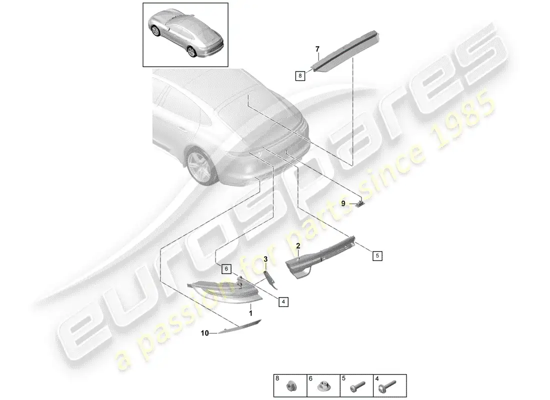 porsche 2017 (panamera 971-1) rear light parts diagram