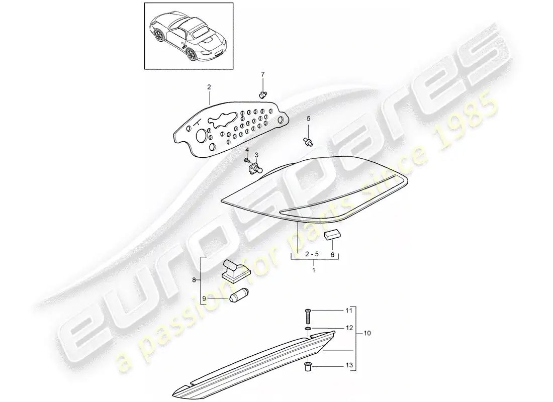 porsche 2011 (987 boxster) rear light parts diagram