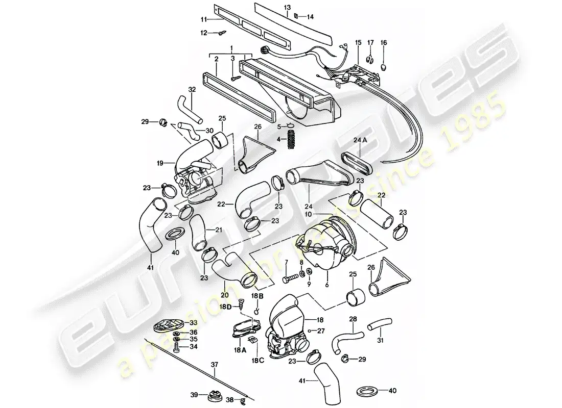 porsche 1982 (911) ventilation - heating system 1 parts diagram