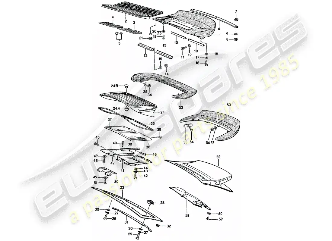 porsche 1982 (911) rear spoiler parts diagram