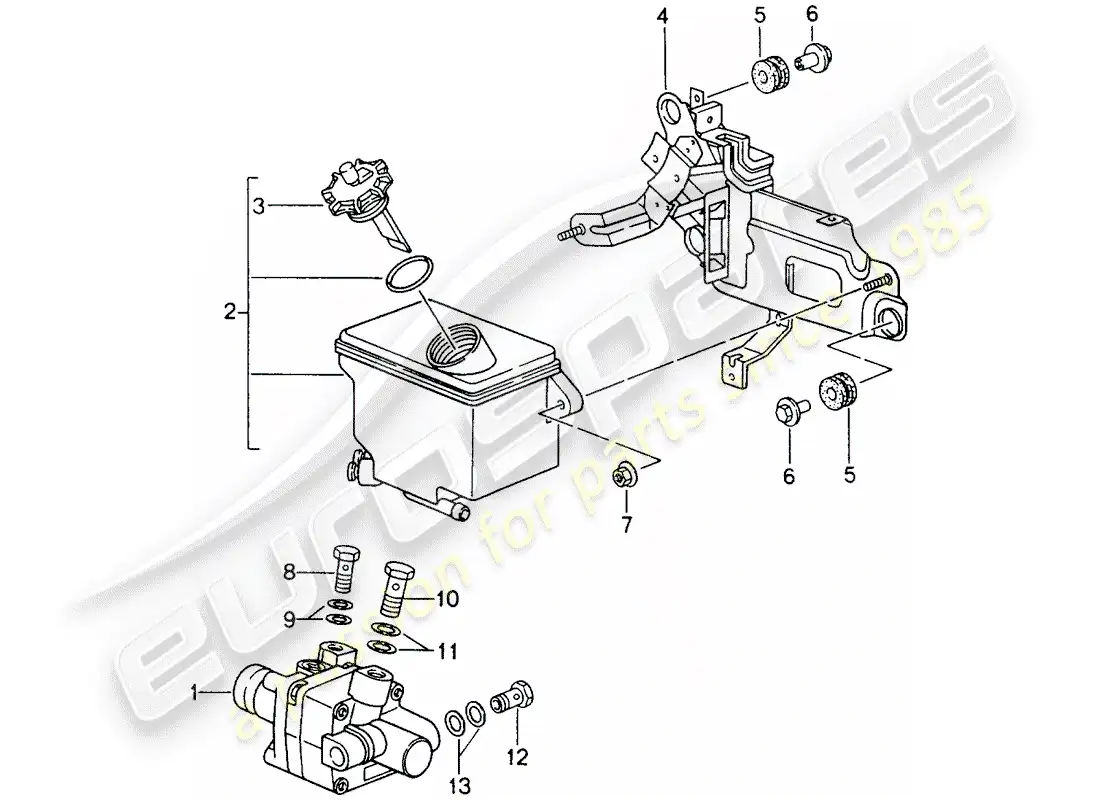porsche 1995 (993) power steering - power-steering pump - container parts diagram