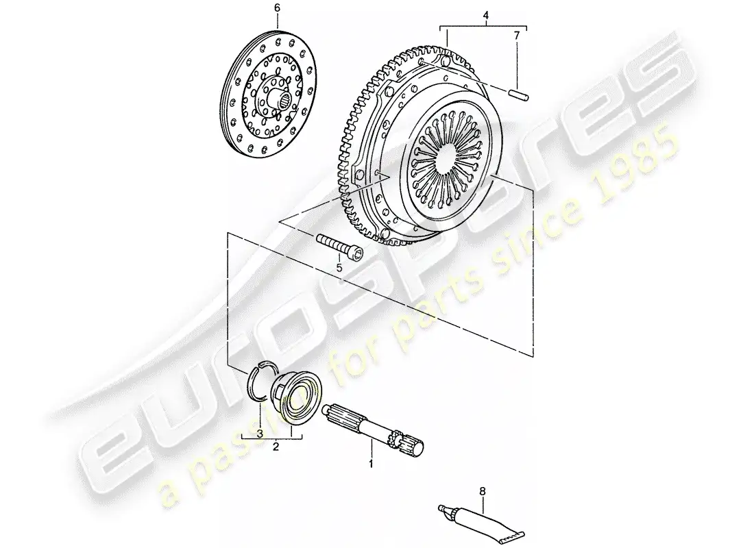 porsche 1987 (928) manual gearbox - clutch parts diagram