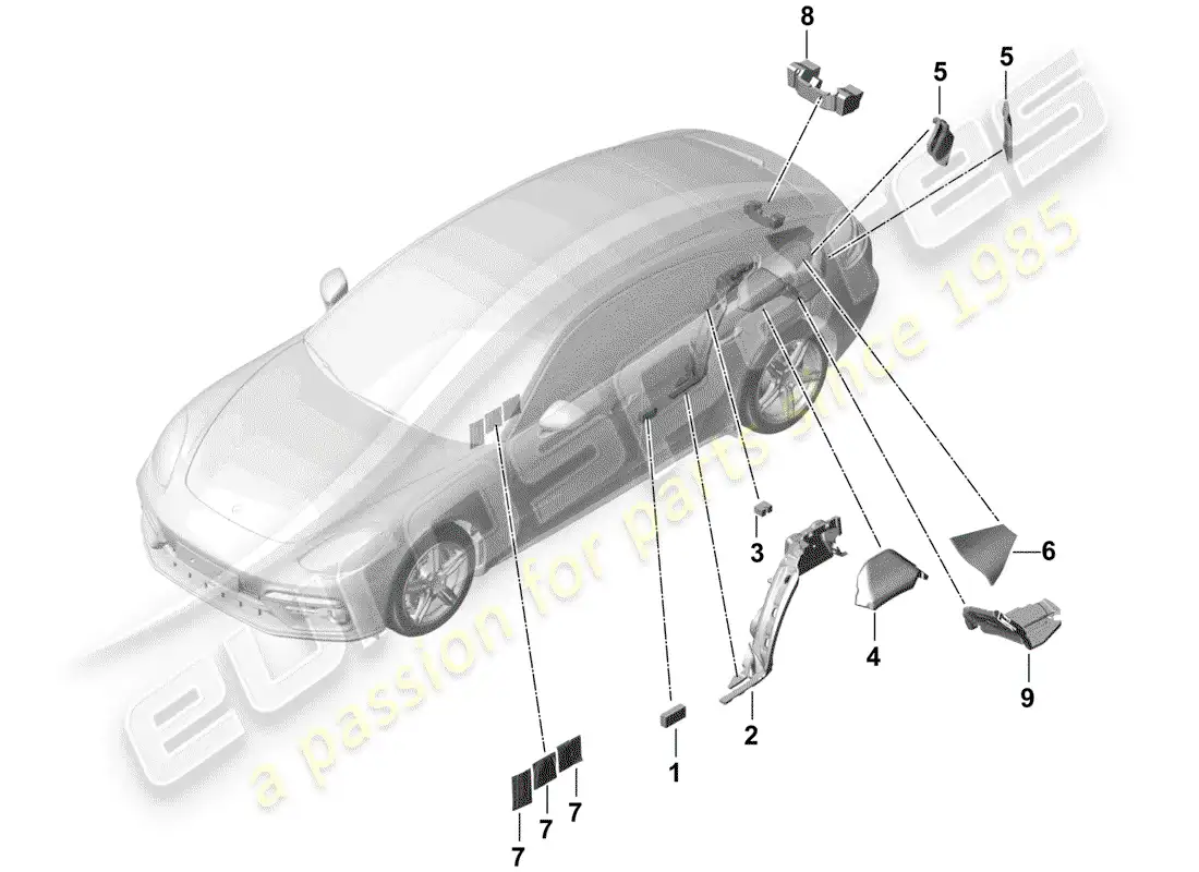porsche 2017 (panamera 971-1) sound absorber part diagram