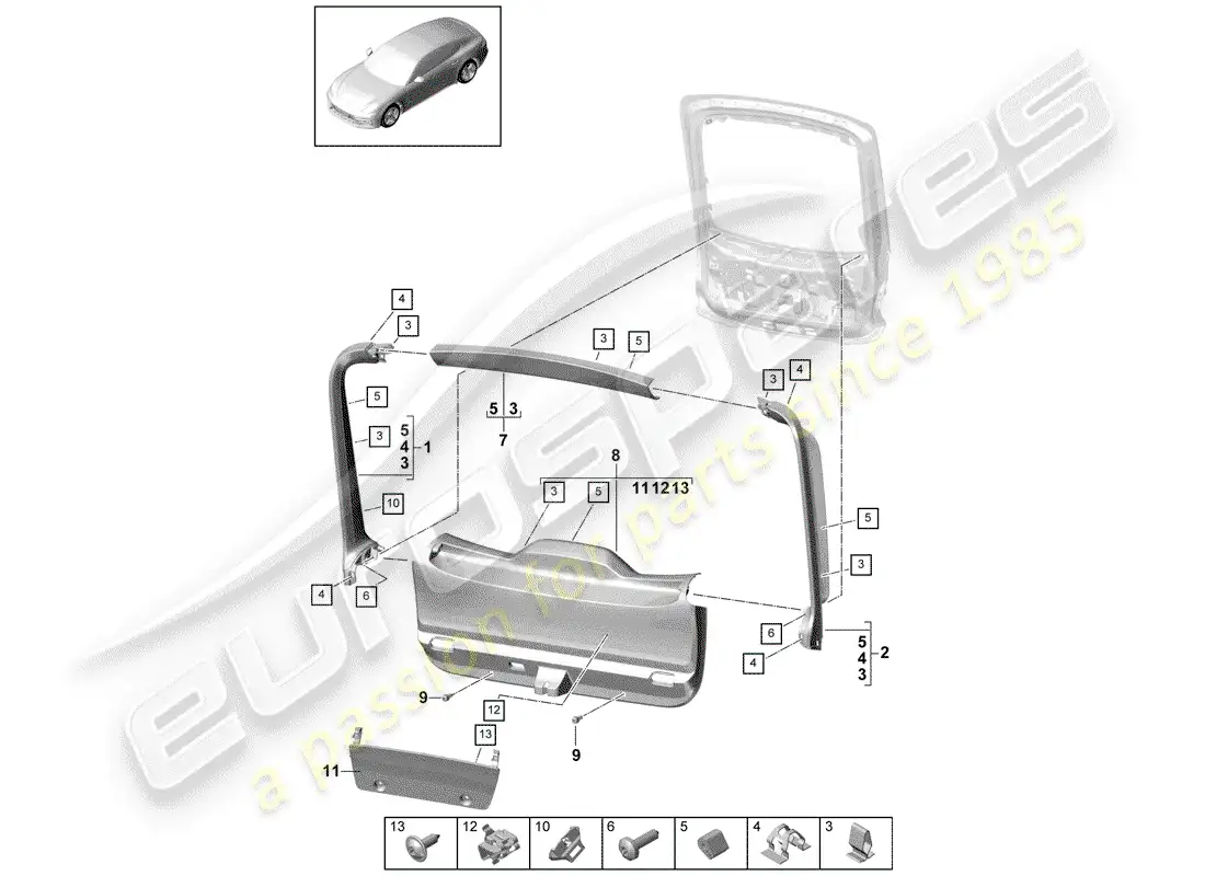 porsche 2017 (panamera 971-1) trims part diagram