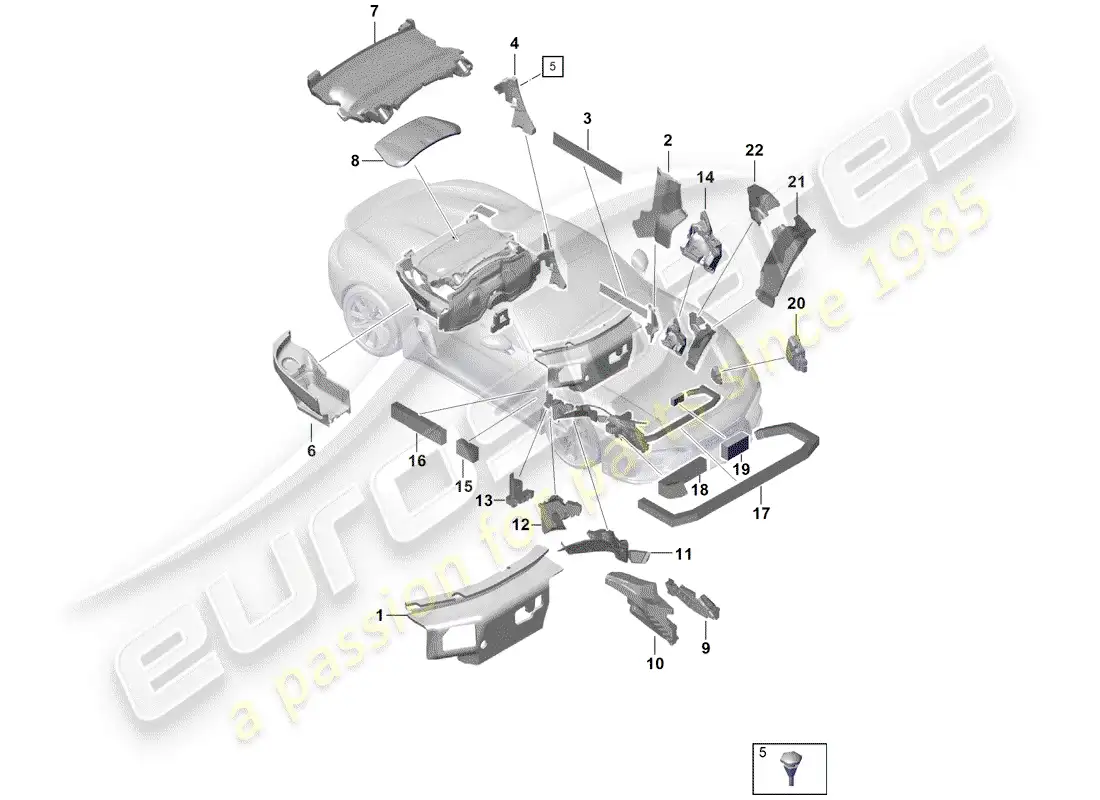 porsche 2019 (718 boxster spyder) body shell parts diagram