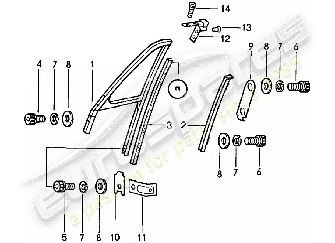 porsche 1979 (911) window frame parts diagram