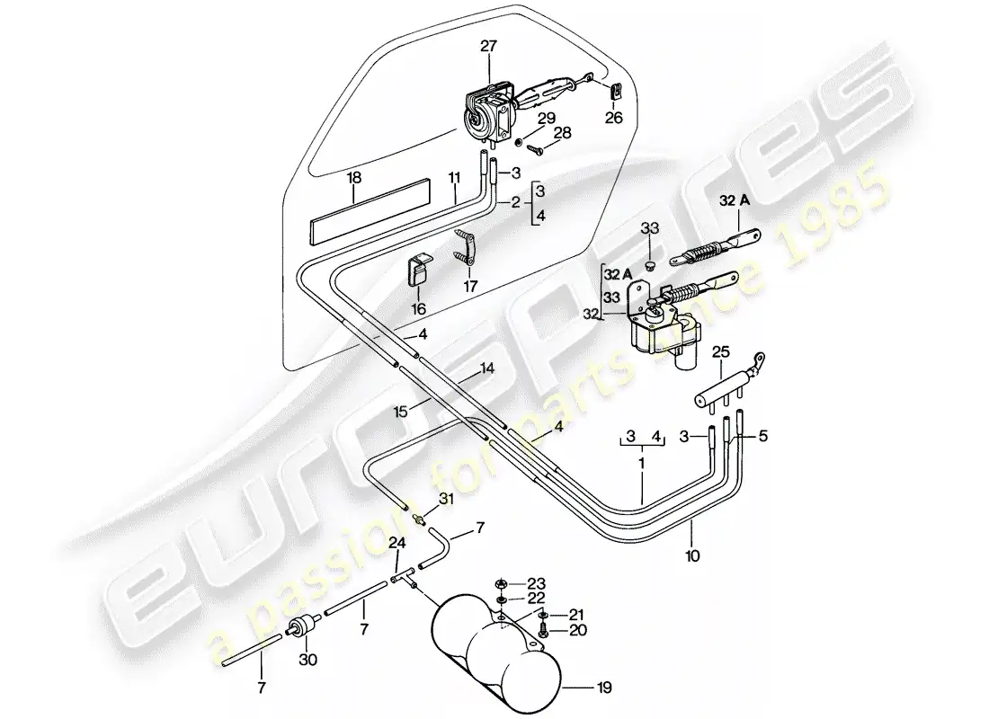 porsche 1980 (928) central locking system parts diagram