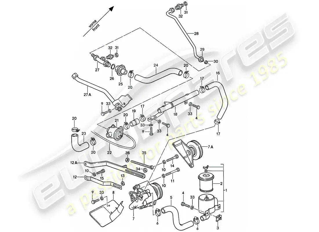 porsche 1980 (928) air injection parts diagram