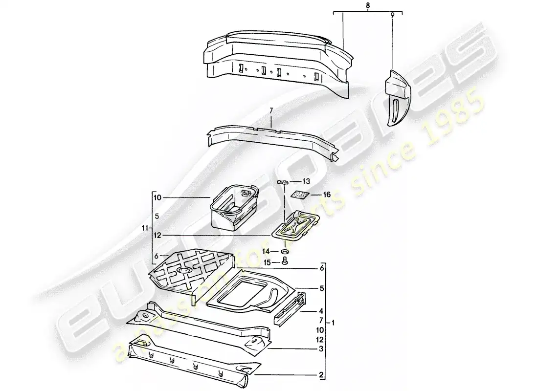 porsche 1978 (928) frame - rear end parts diagram