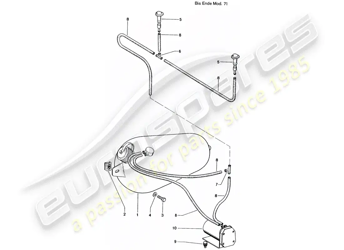 porsche 1974 (914) windshield washer unit - d >> - mj 1971 part diagram