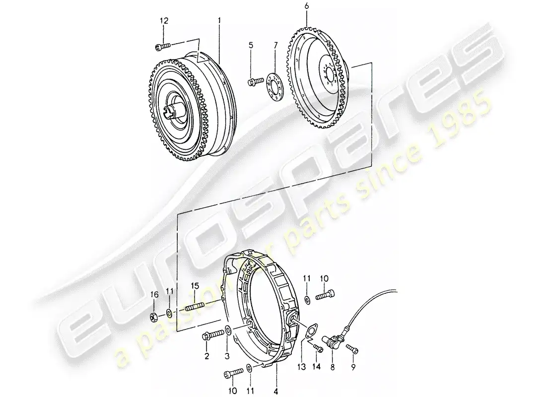 porsche 1996 (993) tiptronic - torque converter parts diagram