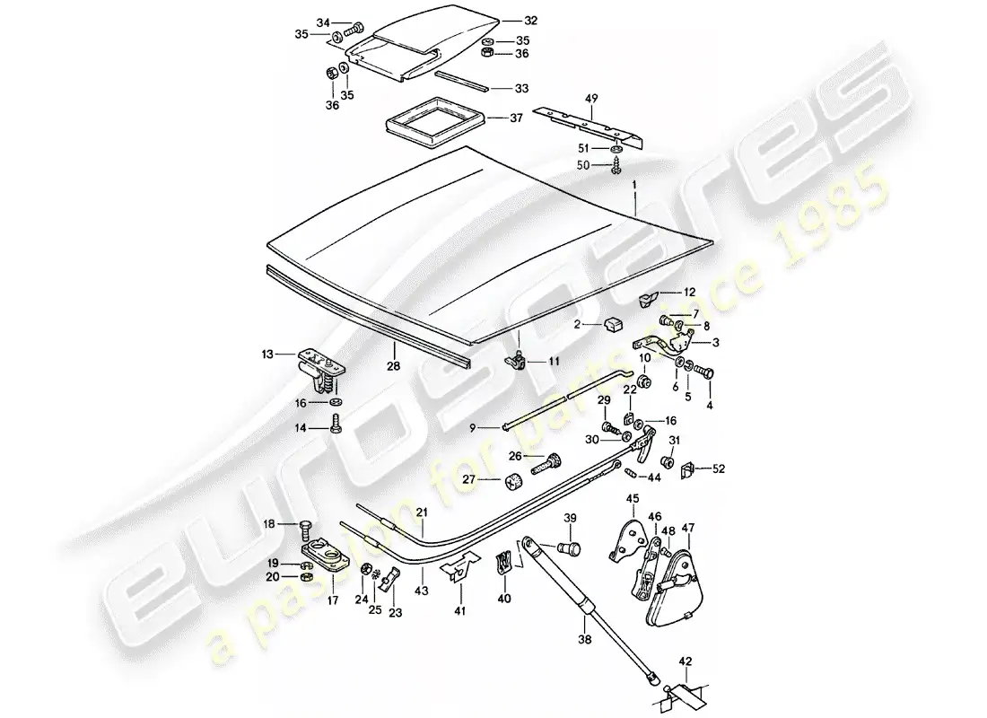 porsche 1981 (924) cover parts diagram