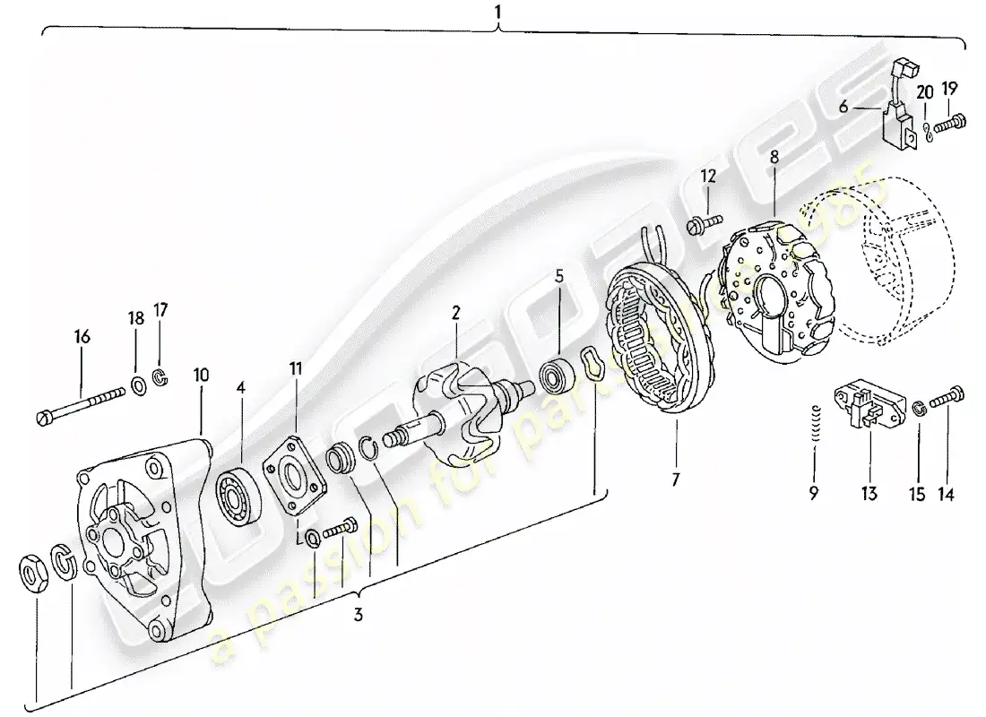 porsche 1982 (924) alternator parts diagram