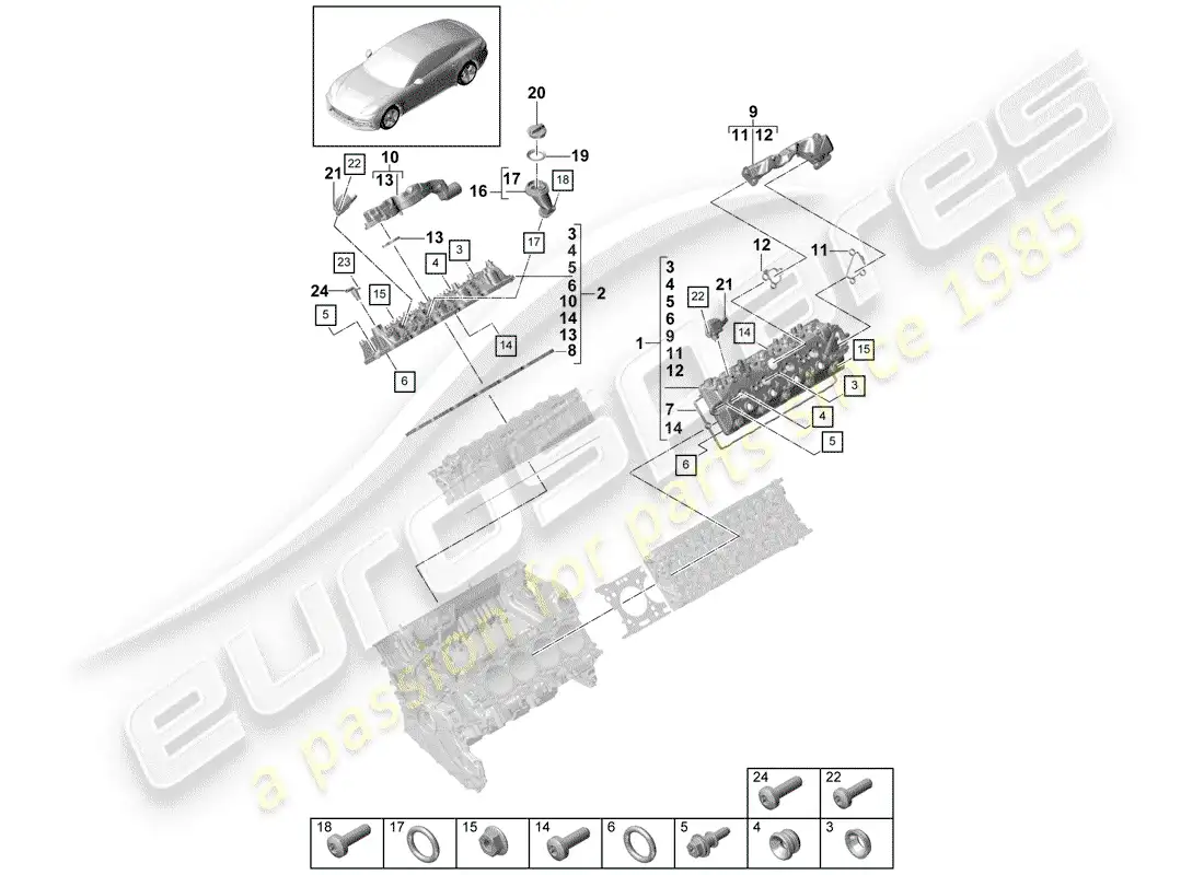 porsche 2019 (panamera 971-1) valve cover parts diagram