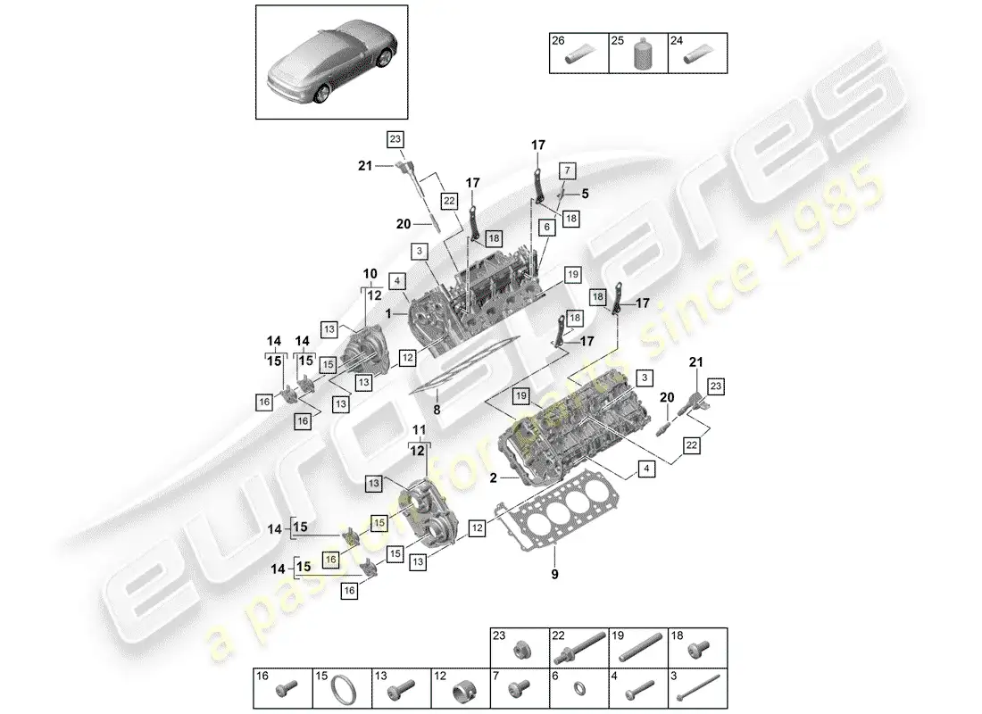 porsche 2019 (panamera 971-1) cylinder head parts diagram