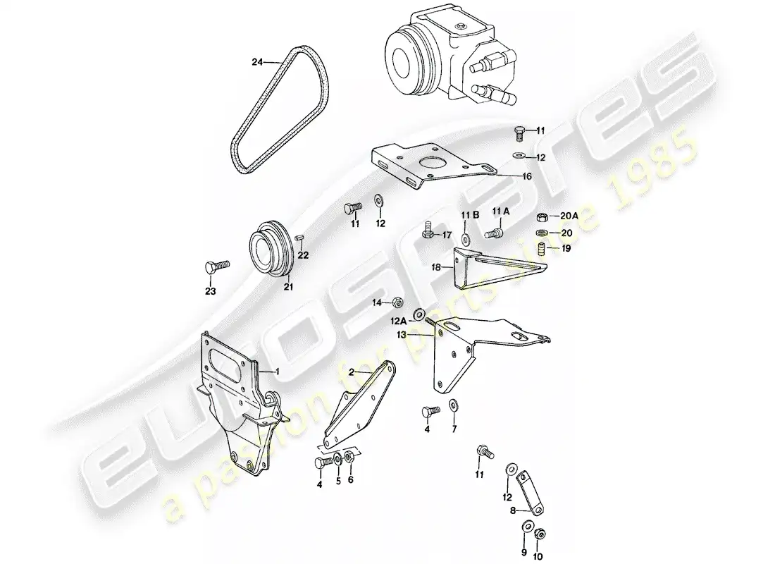 porsche 1981 (911) supplier - york - compressor - mounting - and - driving mechanism parts diagram