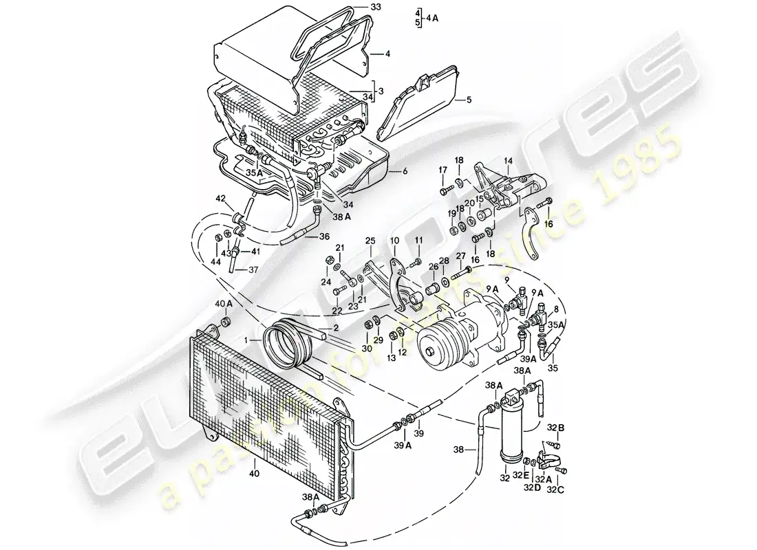porsche 1979 (924) air conditioner parts diagram