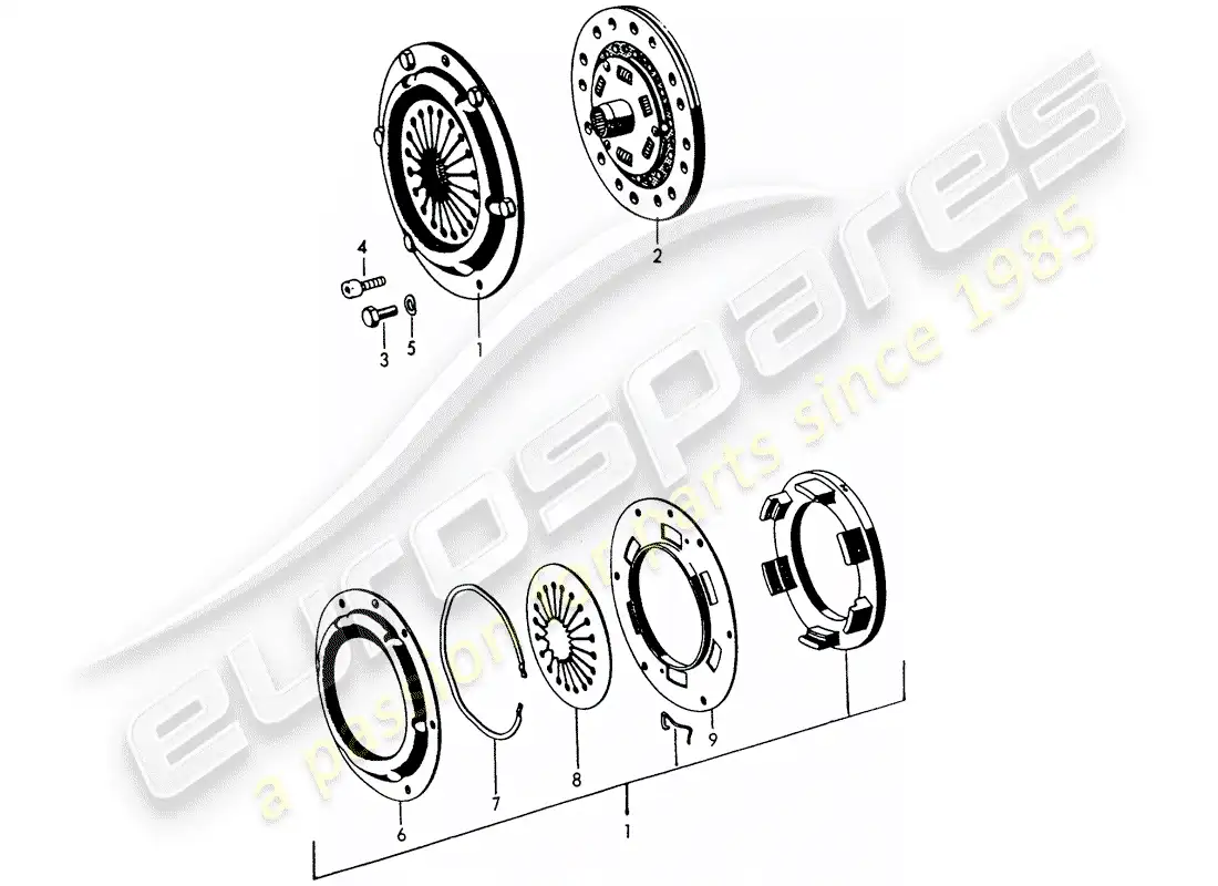 porsche 1963 (356b/356c) clutch parts diagram