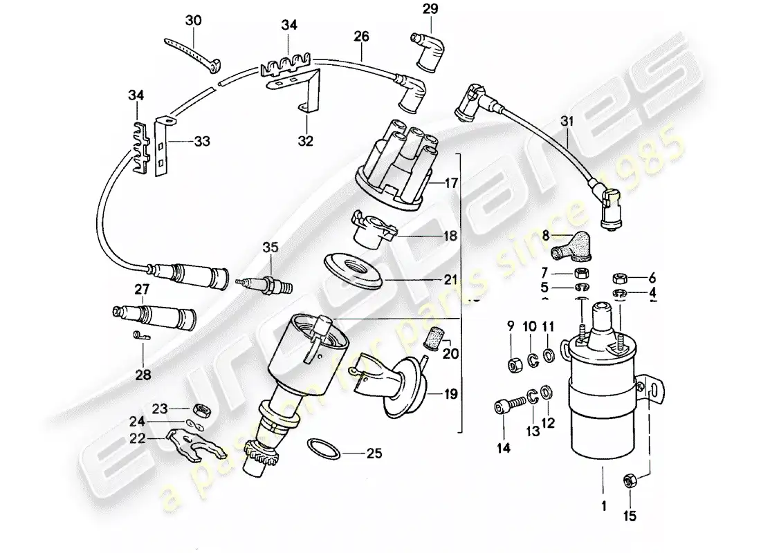 porsche 1982 (924) engine electrics 1 parts diagram