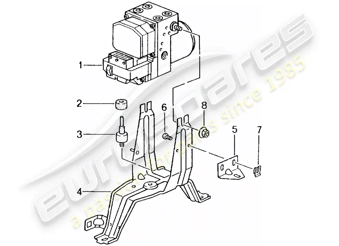 porsche 2004 (996 gt3) hydraulic unit - anti-locking brake syst. -abs- - d >> - mj 2002 parts diagram