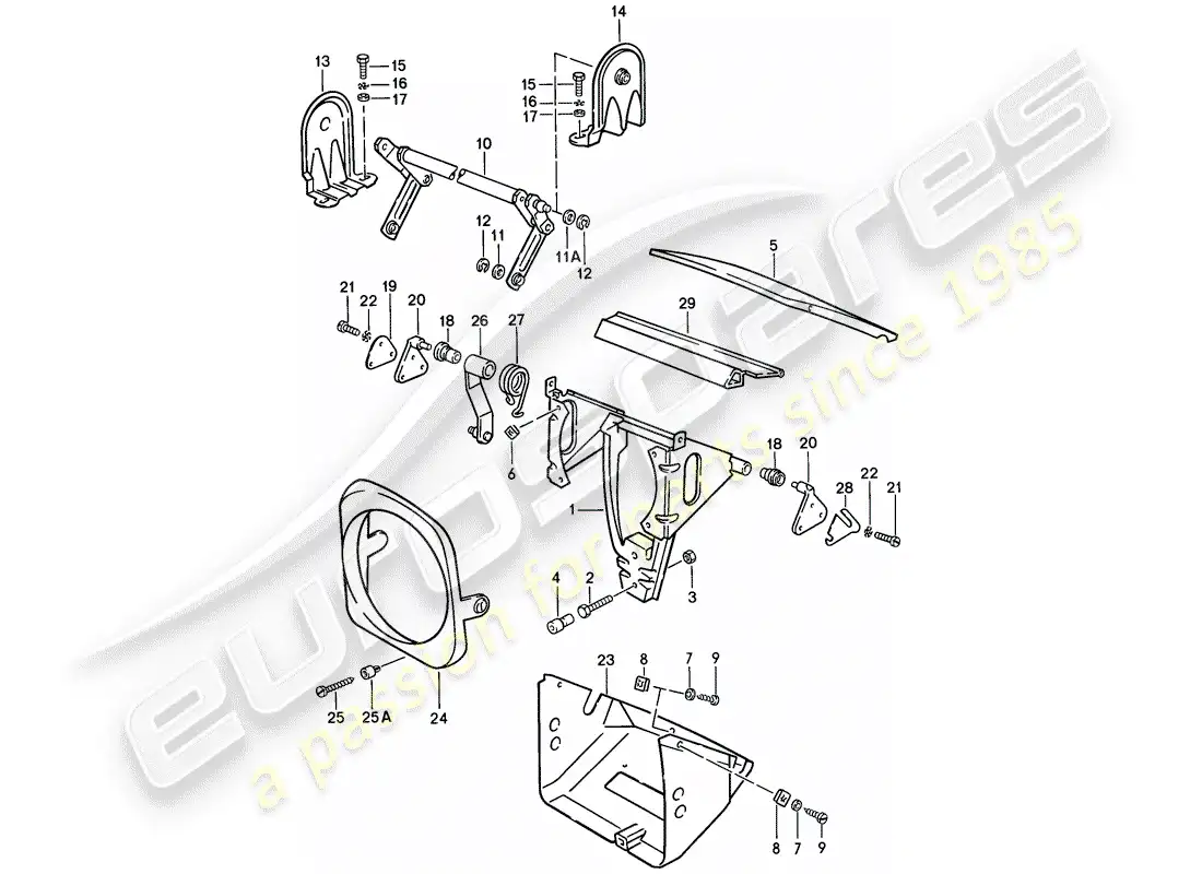 porsche 1983 (944) pop-up headlight parts diagram