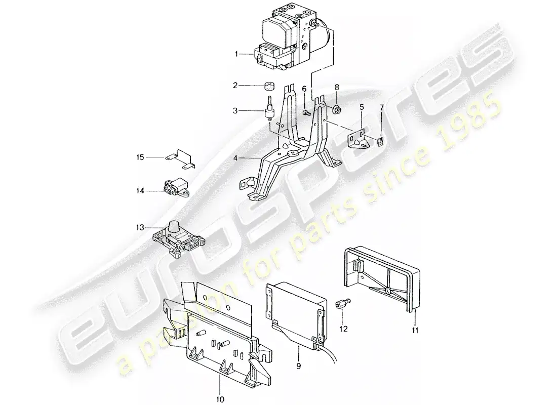 porsche 2002 (996) hydraulic unit - anti-locking brake syst. -abs- - sensor module parts diagram
