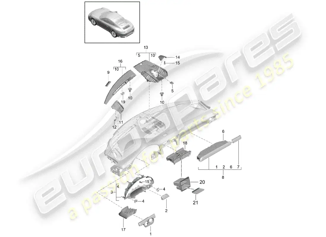 porsche 2017 (991-2) accessories parts diagram
