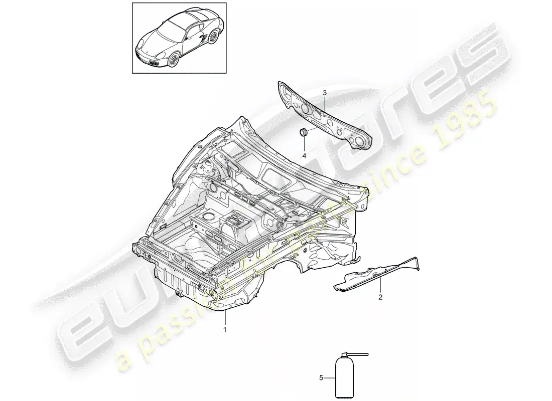 porsche 2012 (987 cayman) front end parts diagram
