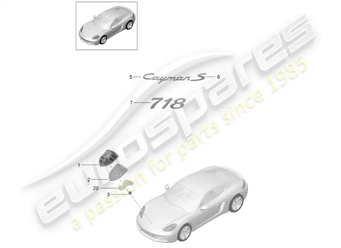 porsche 2017 (718 cayman) moldings parts diagram