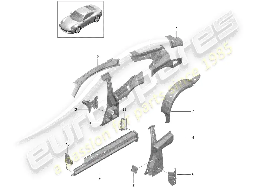 porsche 2016 (991-1) side panel parts diagram