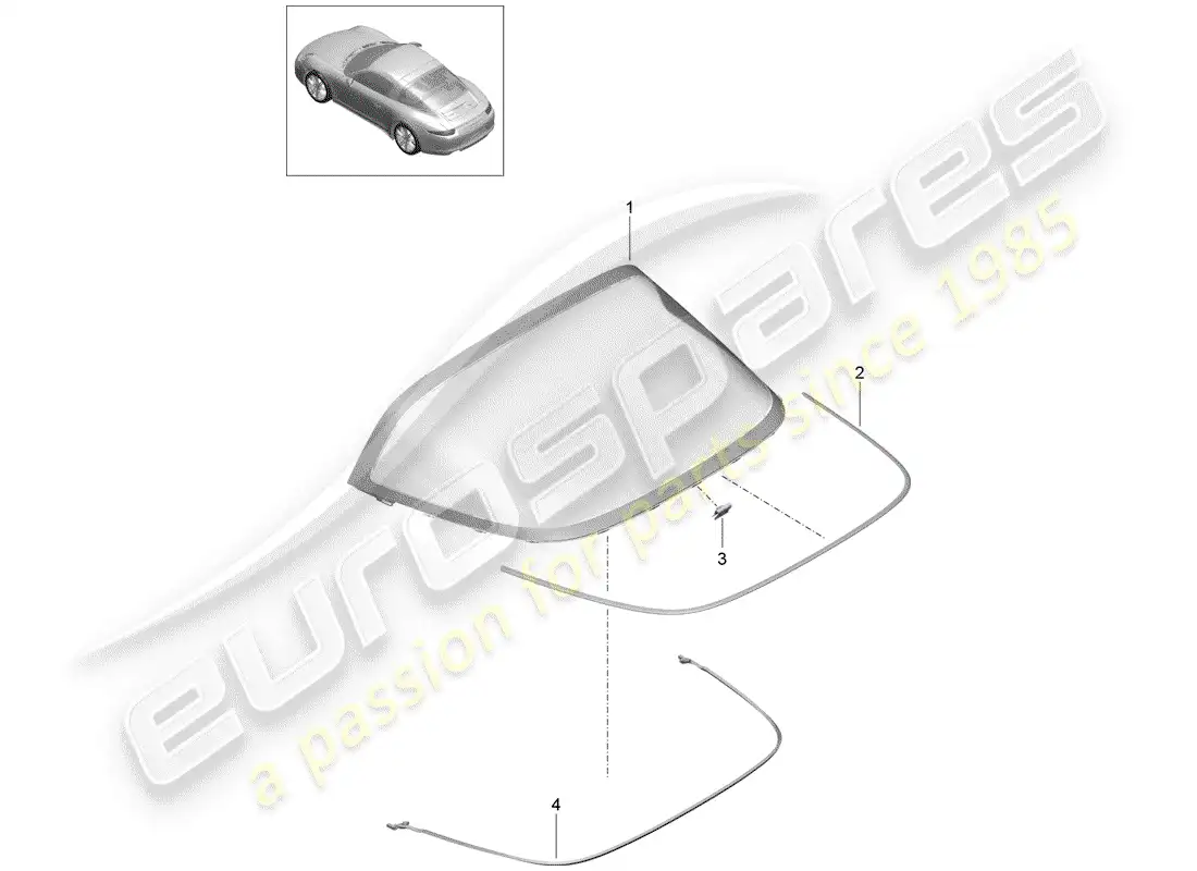 porsche 2016 (991-1) rear window glass parts diagram