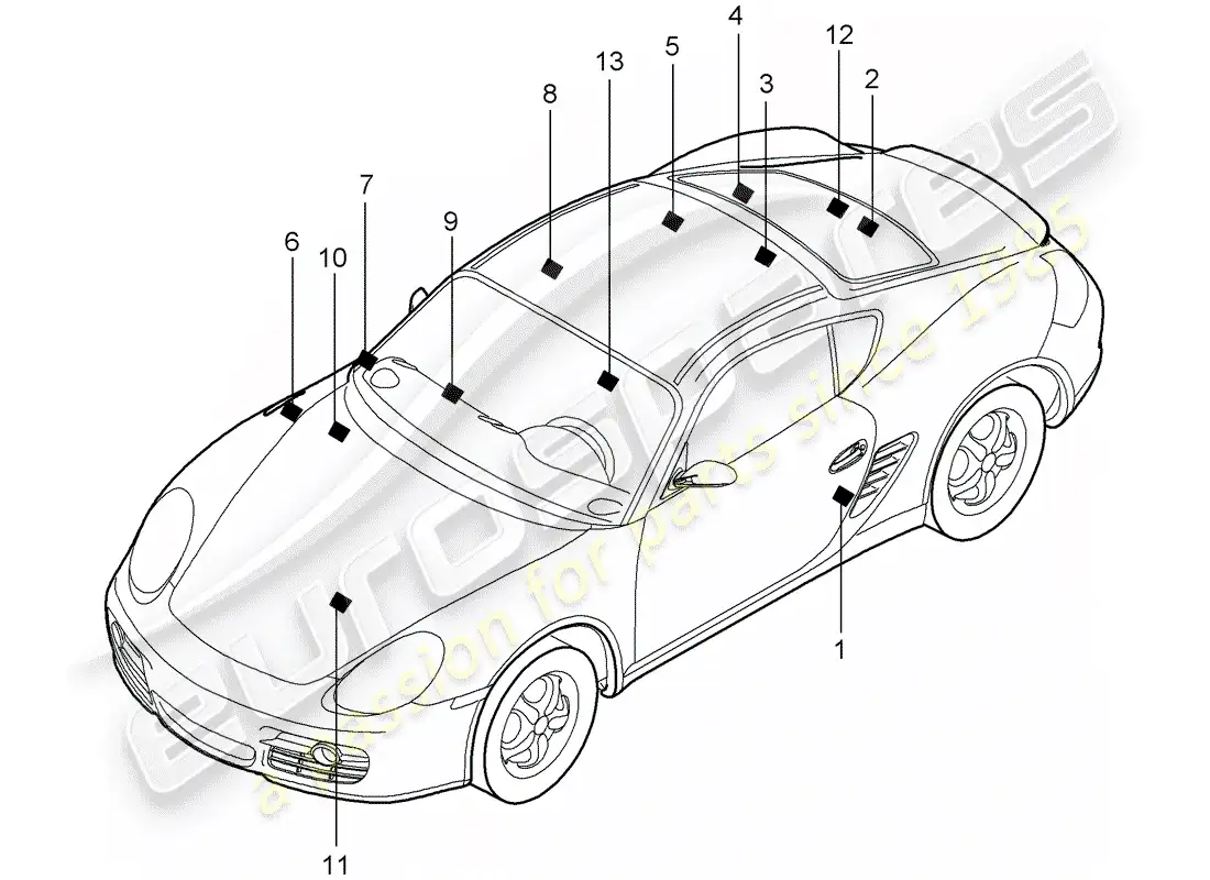 porsche 2011 (987 cayman) signs/notices parts diagram