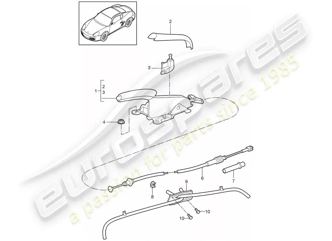 porsche 2012 (987 cayman) handbrake parts diagram