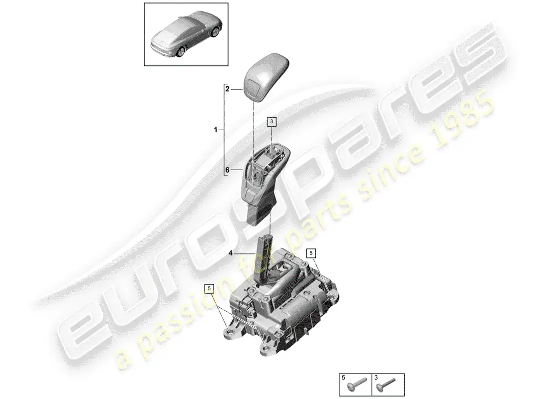 porsche 2017 (panamera 971-1) selector lever parts diagram