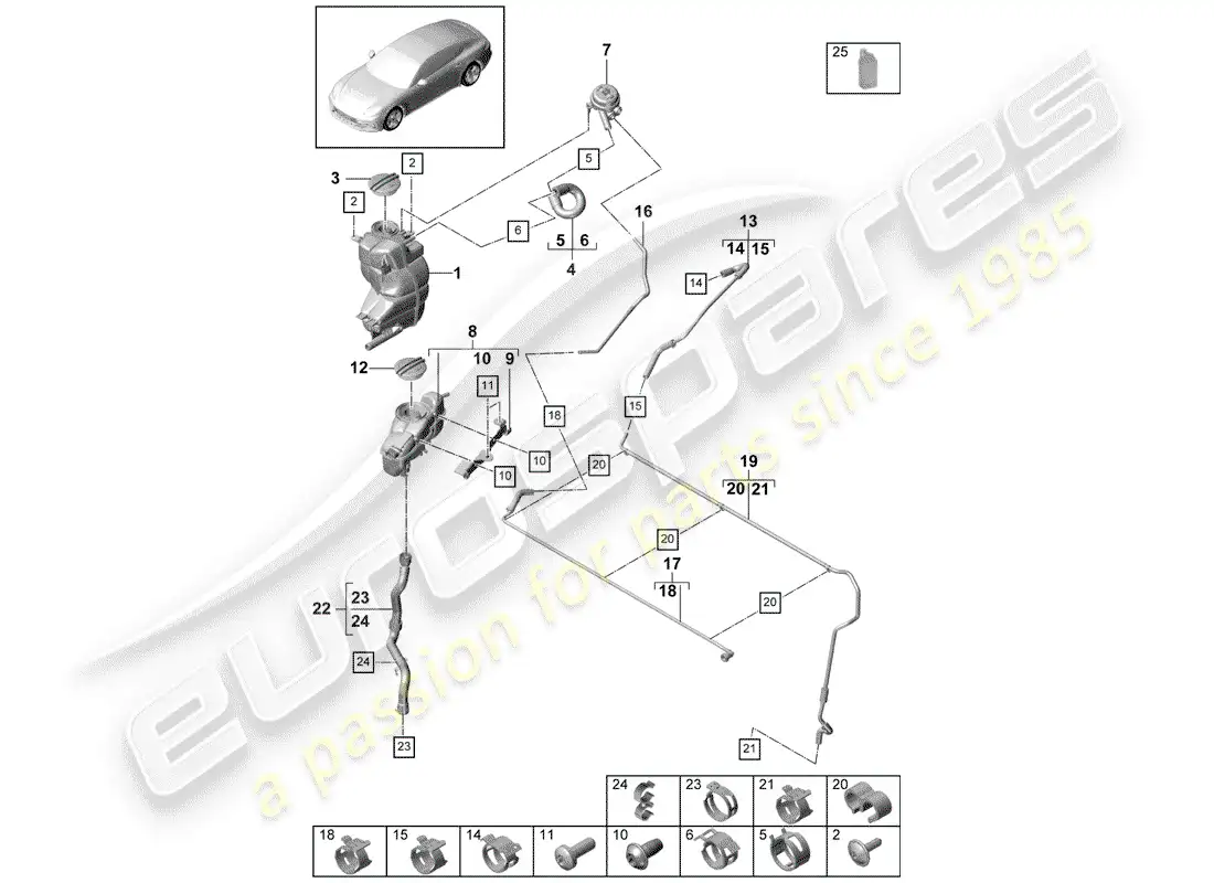 porsche 2017 (panamera 971-1) water cooling part diagram