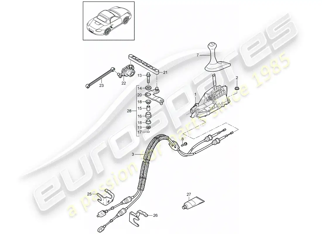 porsche 2011 (987 boxster) transmission control parts diagram