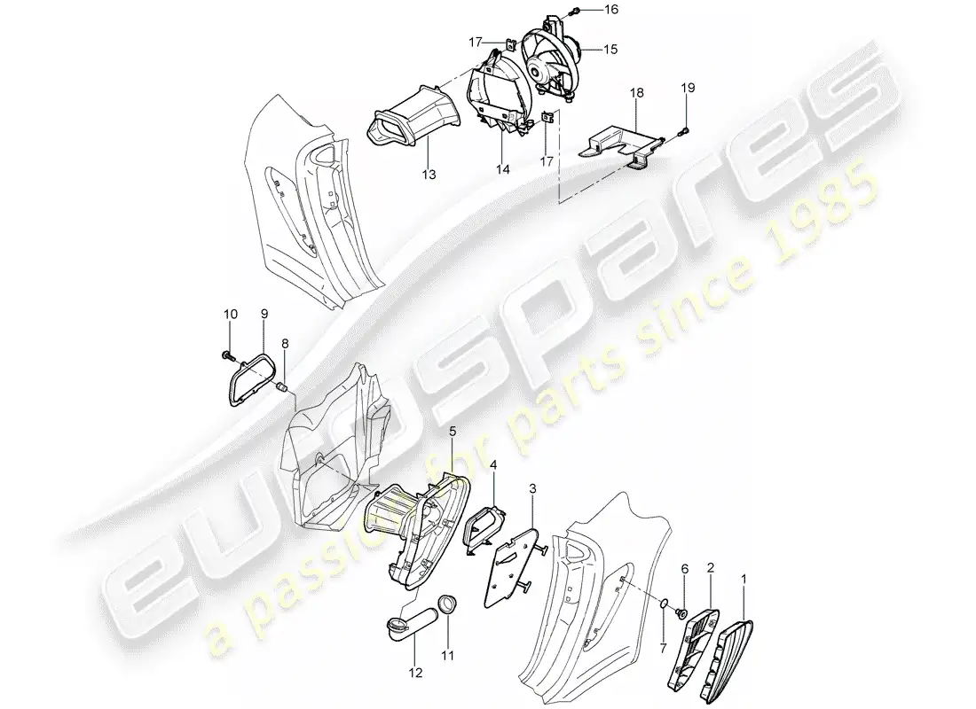 porsche 2007 (987 cayman) ventilation parts diagram