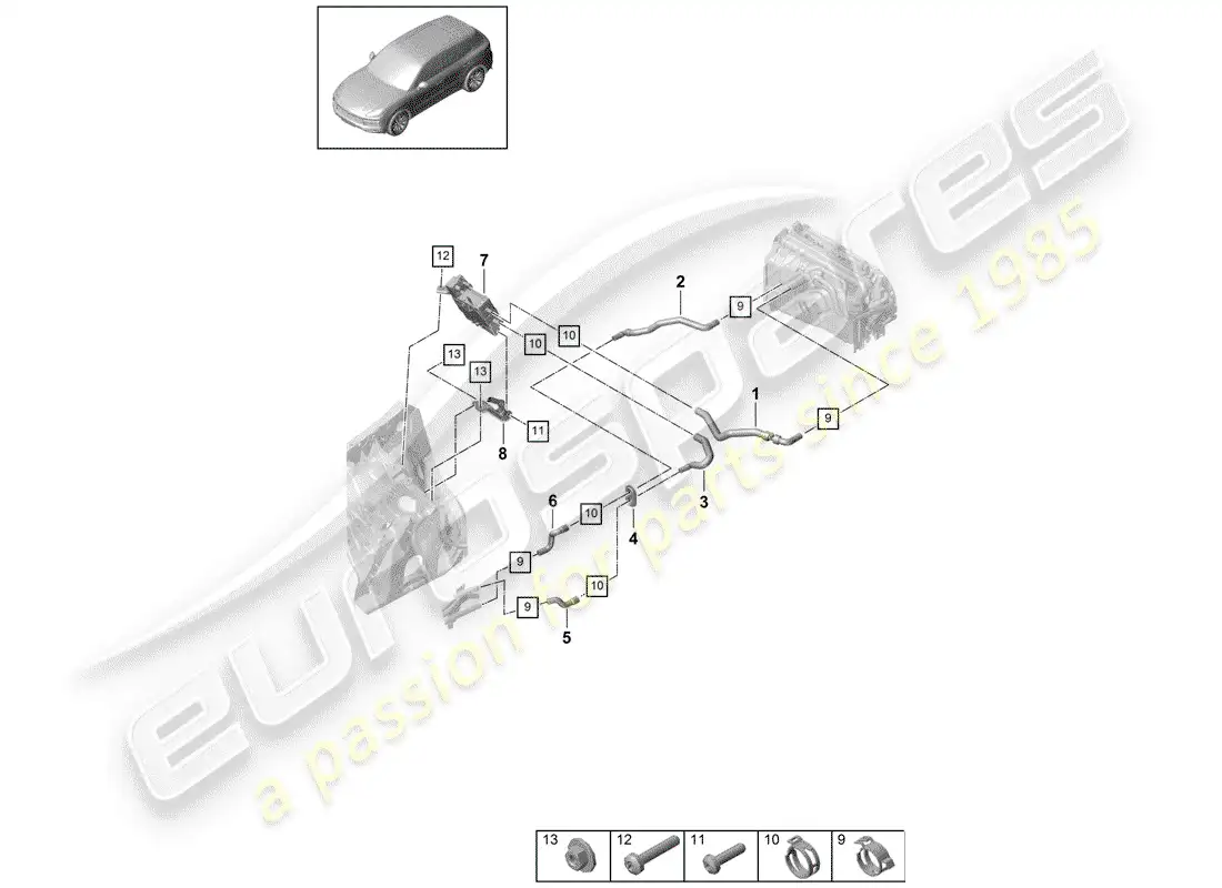 porsche 2020 (cayenne e3 9ya/9yb) heating, air cond. system part diagram